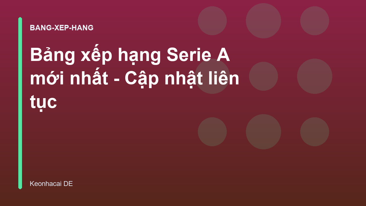 Bảng xếp hạng Serie A mới nhất - Cập nhật liên tục