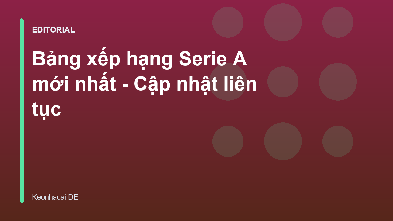 Bảng xếp hạng Serie A mới nhất